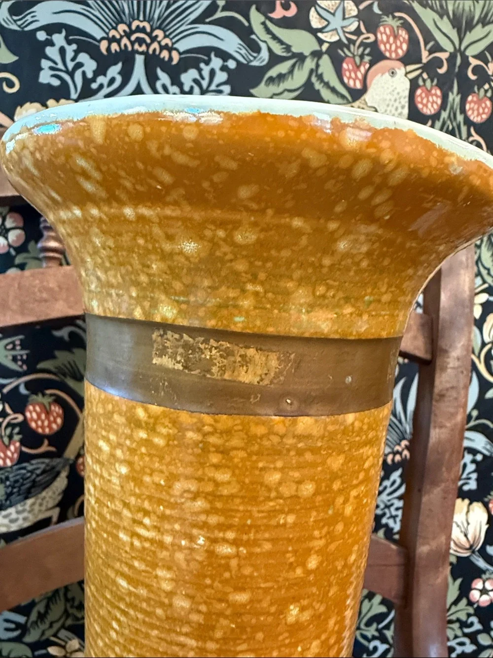💕Vintage Hull Pottery #102 Gold Speckled Vase Fall Decor
